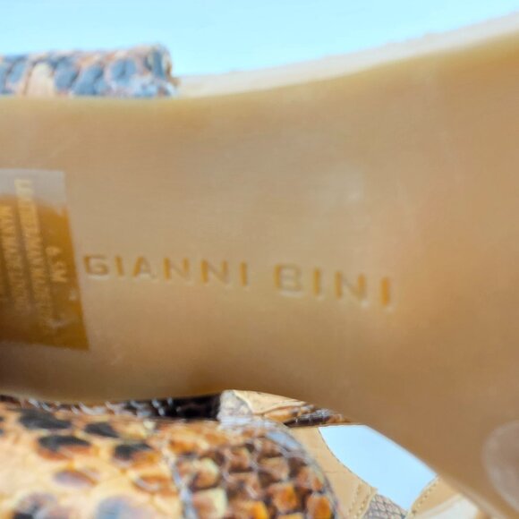 Gianni Bini Snake Print Lace-Up Heels | Size 6.5M | Caged Sandals Leather Upper - Picture 8 of 9